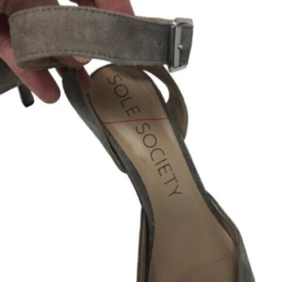 Sole Society | Women's Sandal Taupe Suede Heels Size 8 - Picture 8 of 13